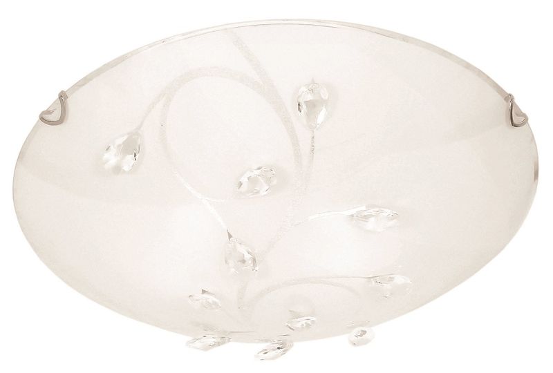 Round Polished Chrome Ceiling Fitting with Frosted Glass and Crystals