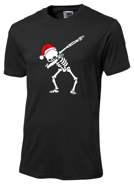 Dabbing Skeleton Santa Men's Tshirt Black image