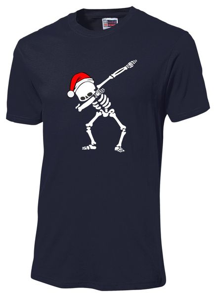 Dabbing Skeleton Santa Men's Tshirt Navy image