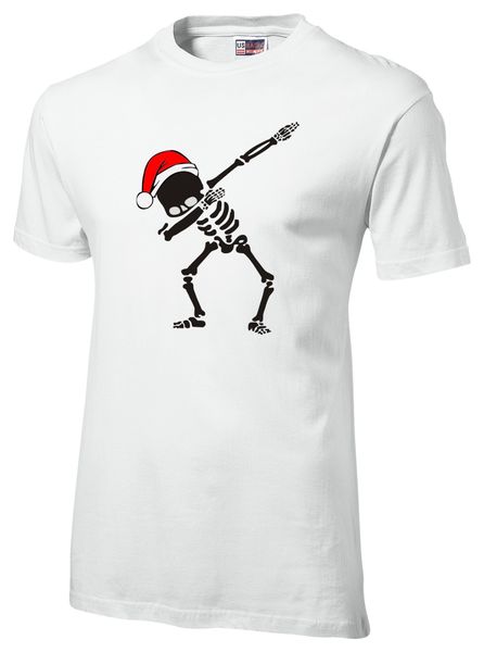 Dabbing Skeleton Santa Men's Tshirt White