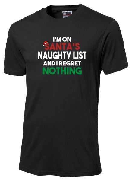 Santa's Naughty List Tshirt Black image