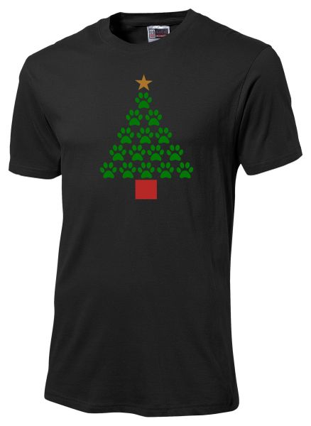Pet Paw Print Tree T-Shirt Black image