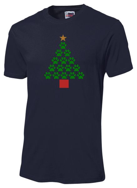 Pet Paw Print Tree T-Shirt Navy image