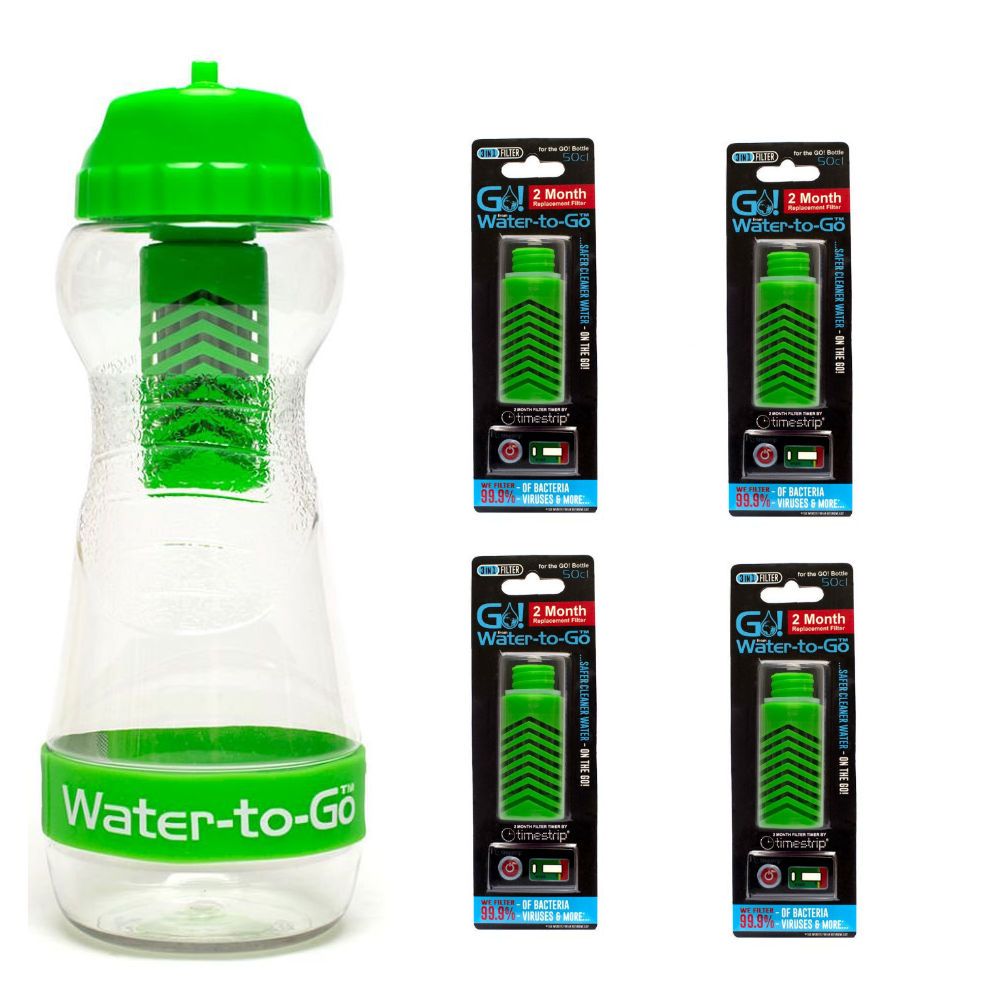 500ml WaterToGo Filter Bottle Green + Four Cartridges Shop Today
