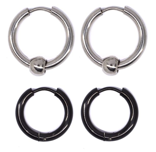 Androgyny Stainless Steel Hoop Earrings - 2 Pack