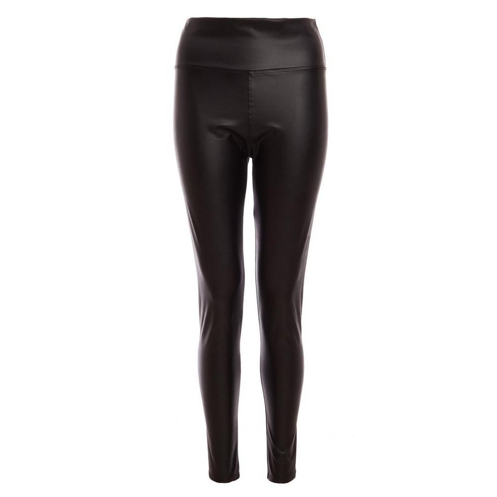 Quiz Ladies Black Faux Leather High 