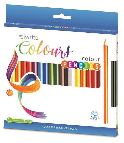 iWrite Colours: Colouring Pencils 24 + 1Hb Graphite Pencil Free