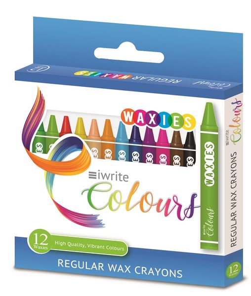 iWrite Colours: Regular Wax Crayons - 12's - Box of 10 Packs