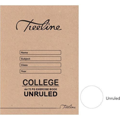 Treeline College Exercise Books 72 pg A4 Unruled (Pack of 20)