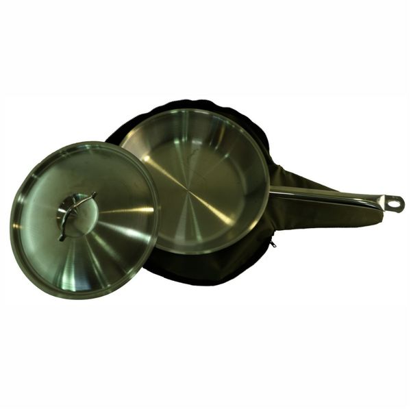 Heavy Duty Stainless Steel Frying Pan with Lid - 32cm