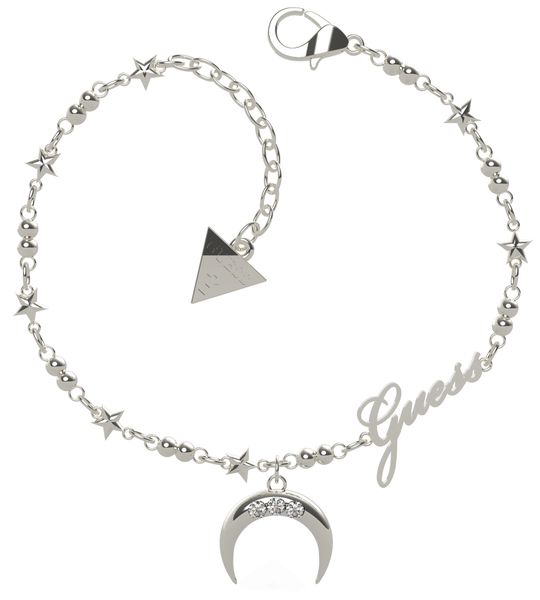 Guess Get Luckysmall Chain &amp; Moon Bracelet Silver