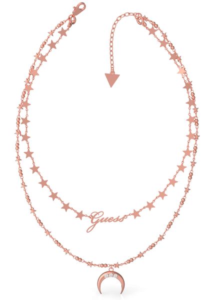 Guess Get Lucky Double Chain Moon Necklace Rosegold
