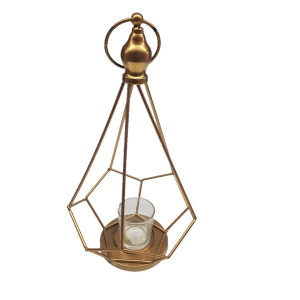 Octagonal Metal Candle Holder with Glass Jar Wire Frame Bespoke by Seedleme