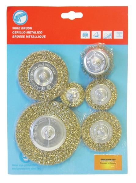 Wire Brush 6 Piece Assorted With Shaft