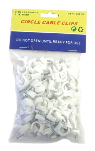 10mm Round Cable Clip, Pack of 100