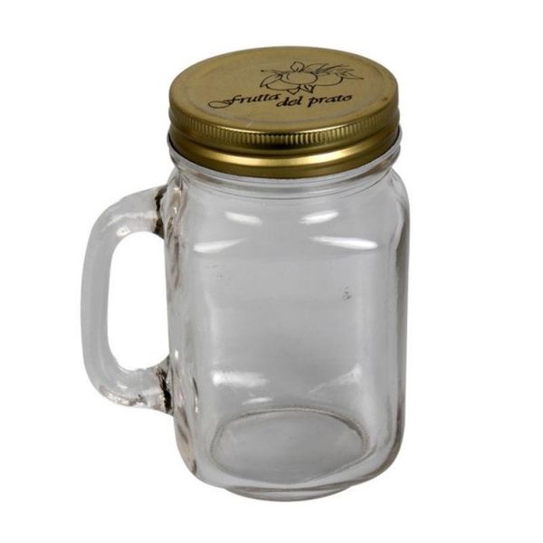 Glass Mason Storage &amp; Drink Jar with Handle - 500ml (13cm x 6cm) x 2