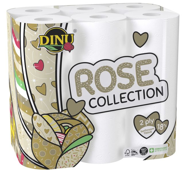 Dinu Bathroom Tissue 2 ply White Rose 18's 350 sheets