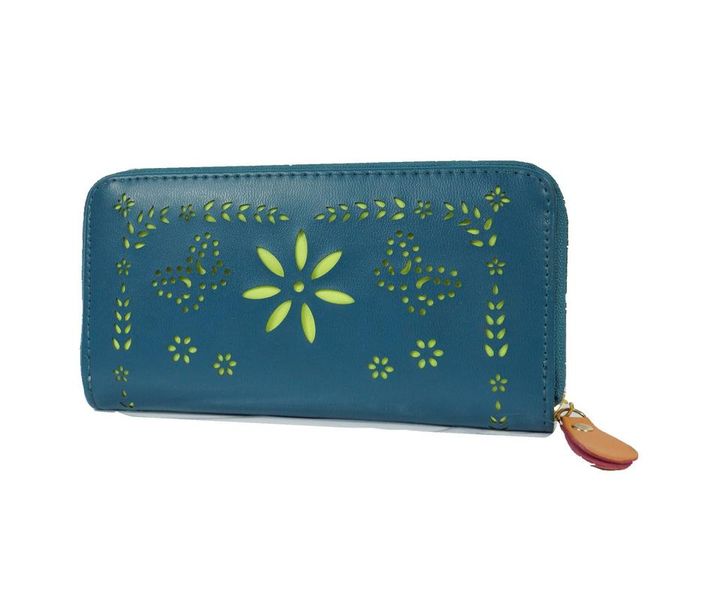 Ladies Flower Purse - Dark Green and Yellow