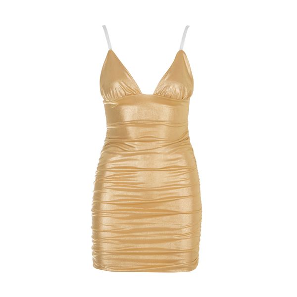 All That Shines Metallic Dress Gold image
