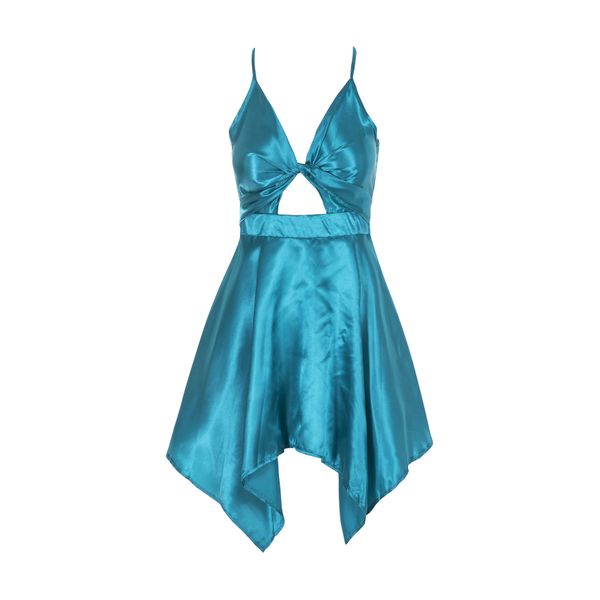 Satin Summer Party Dress Emerald Green