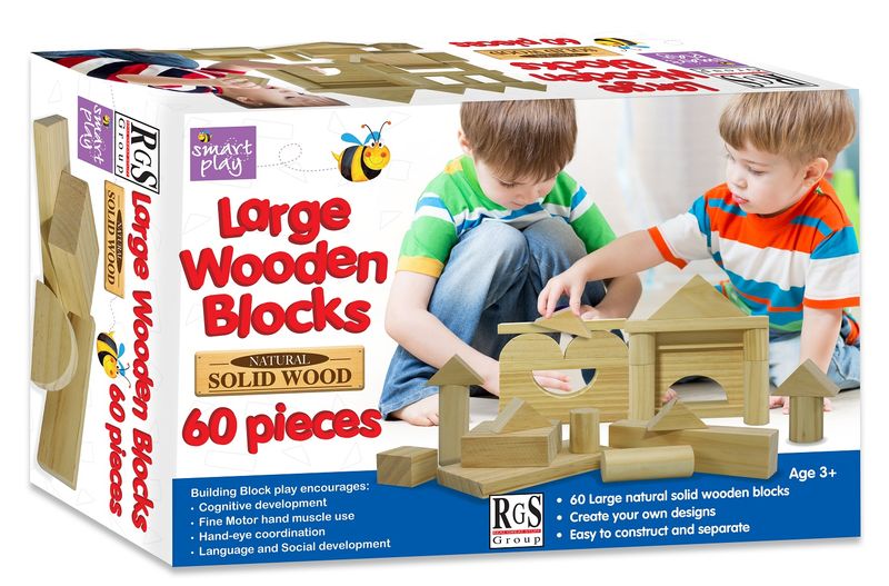 Smart play Large Wooden Blocks- 60 Pieces