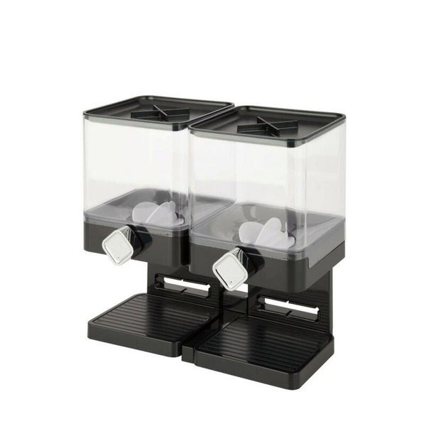 Durable double cereal dispenser - black