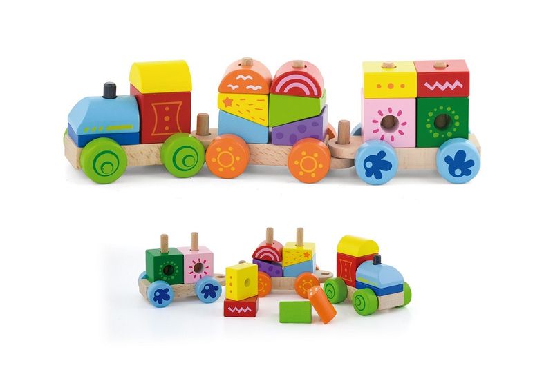 VIGA Wooden Stacking Train