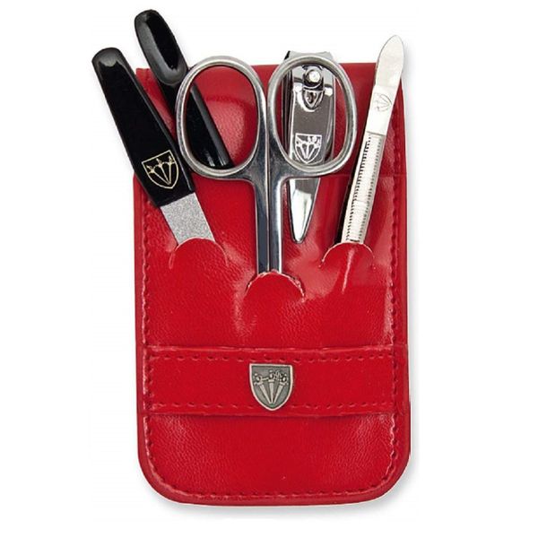 Kellermann 3 Swords Manicure Set BL 58831 MC N Red Faux Leather - 5 Piece