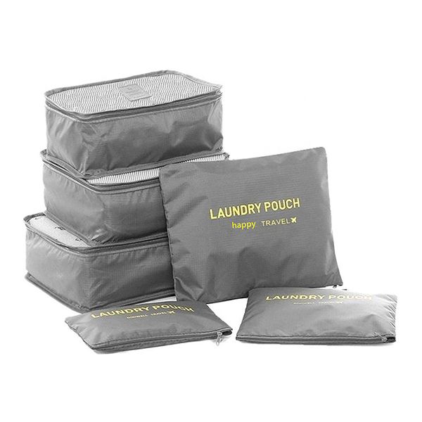 Luggage Organiser - 6 Piece Travel Luggage Organizer Set - Grey