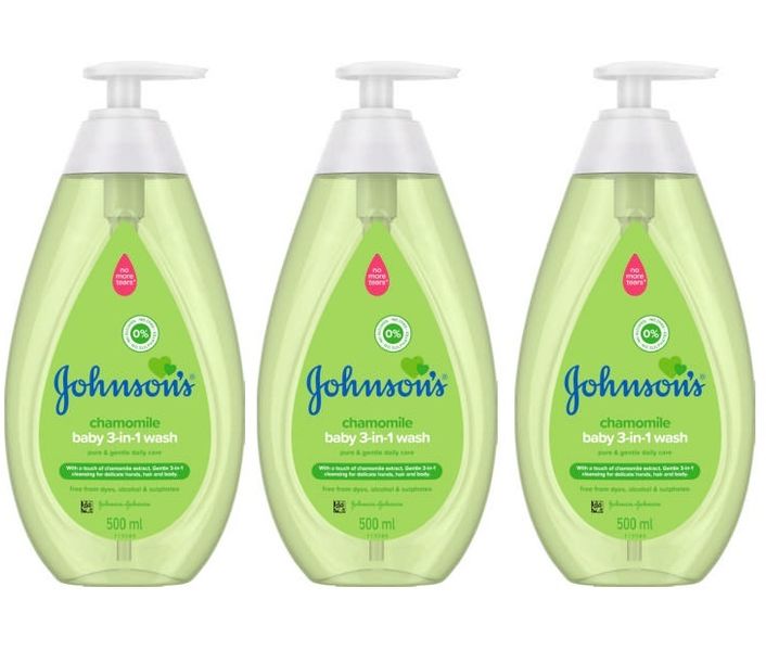 Johnson's - Baby 3-in-1 Wash Chamomile (3 x 500ml)