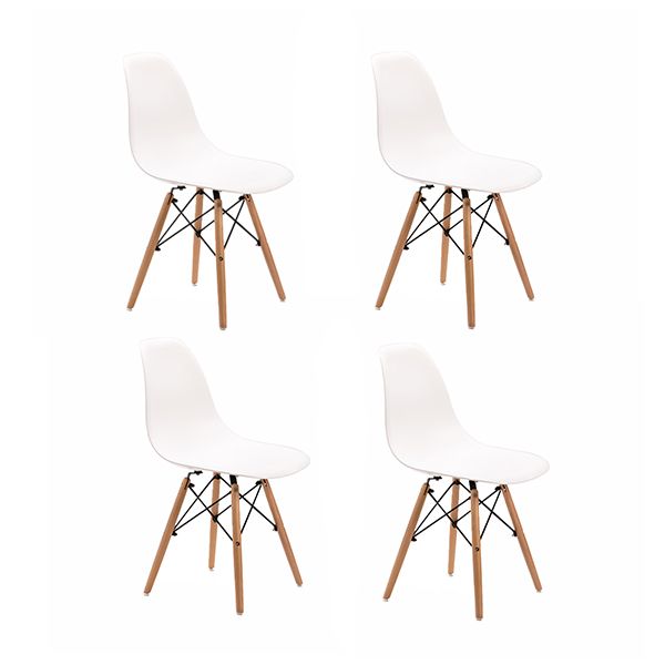 Chair - Emma Wooden Leg White Dining Chairs Set of 4