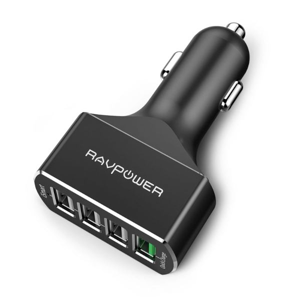 RAVPOWER 4 Port 54W 1xQC3.0|3xUSB Car Charger - Black
