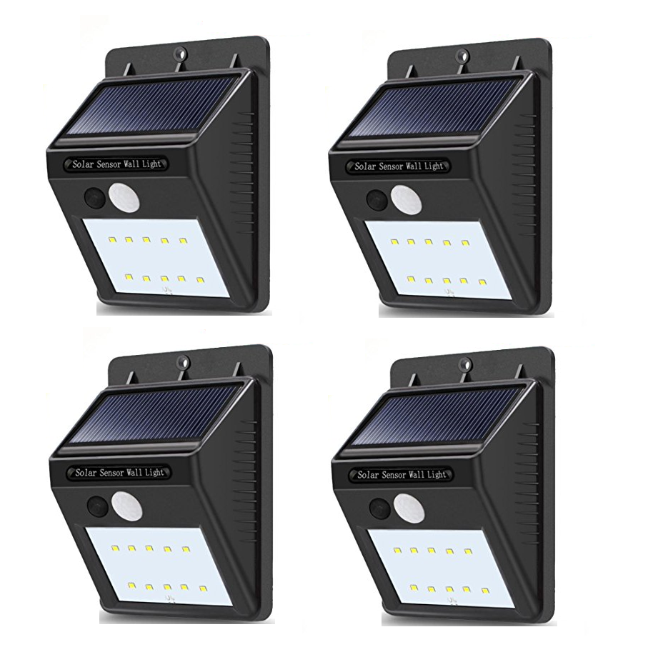 JB Luxx Solar Powered LED Wall Light with CDS Night Sensor - Set of 4 ...