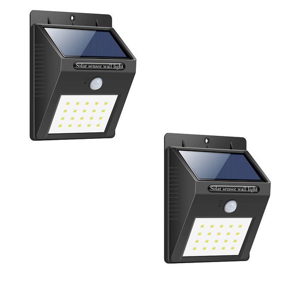 JB Luxx Solar Powered LED Wall Light with CDS Night Sensor - 5m - Set of 2