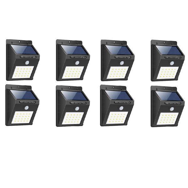 JB Luxx Solar Powered LED Wall Light with CDS Night Sensor - Set of 8