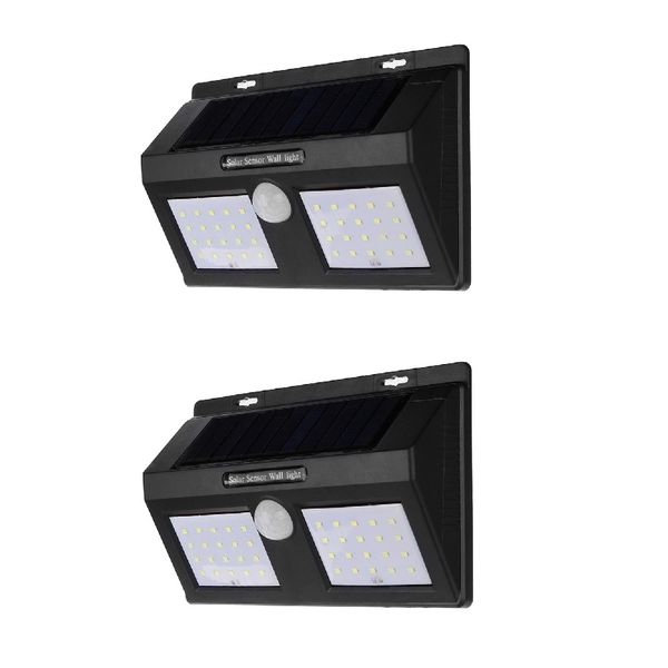 JB Luxx Solar Motion Sensor Wall Light - Black - Set of 2