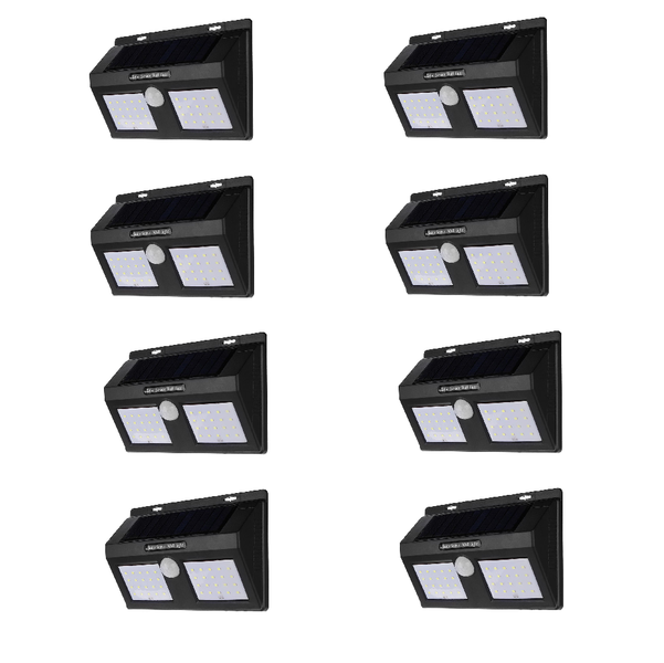 JB Luxx Solar Motion Sensor Wall Light - Black - Set of 8