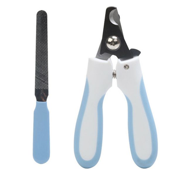 Professional Pet Nail Clippers with Nail File Kit Set - Blue (Size: L)