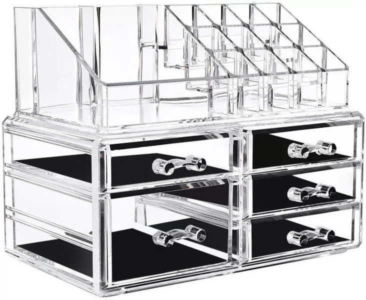 Clear Make Up Organiser and Cosmetic Storage Box - 5 drawer