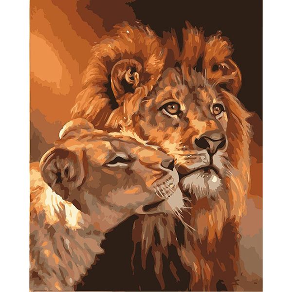 Paint by Numbers for Adults - Lion &amp; lioness
