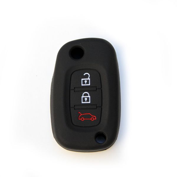 Silicone Car Key Protector - Renault 3 Button Flip Key Black