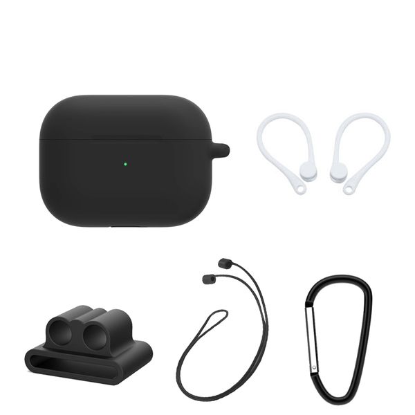 5 in 1 Silicone Protective Cover Accessories Kit Compatible with AirPods Pro - Black