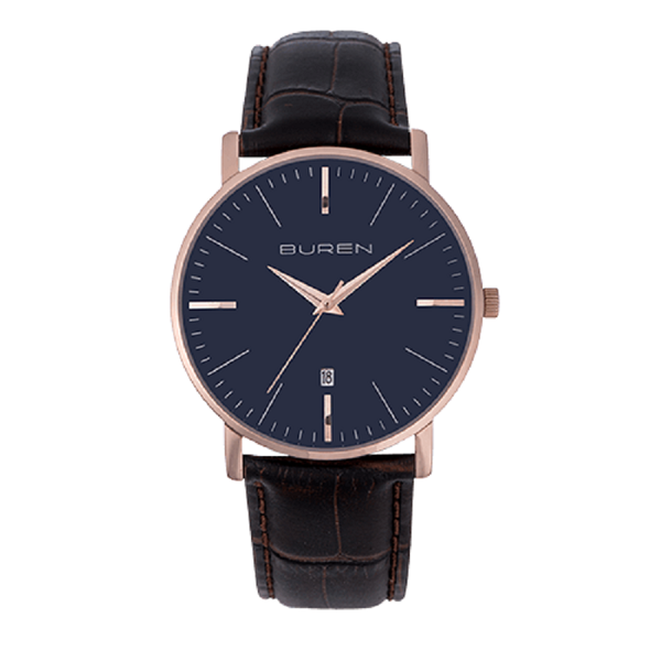 Mens Buren Watch Brown Strap - B0011G2