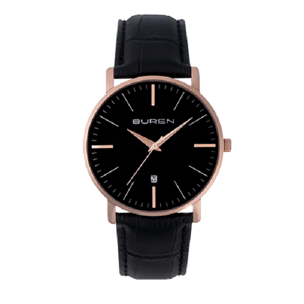 Mens Buren Watch Black Strap - B0011G1