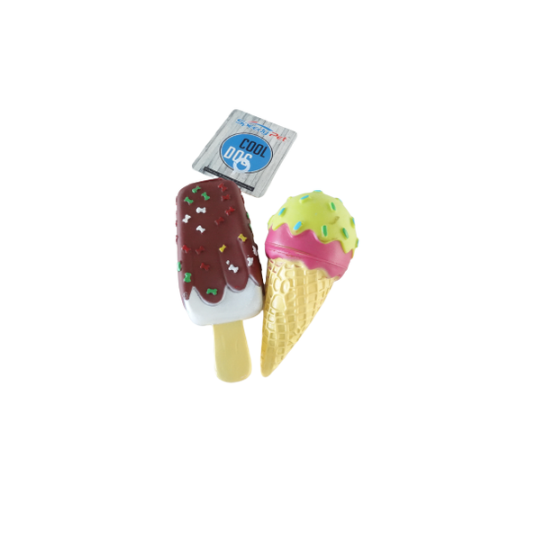 UrbanPets - Dog Squeaky Toy Gift Box,2 pcs. Ice Cream Bar Popsicle