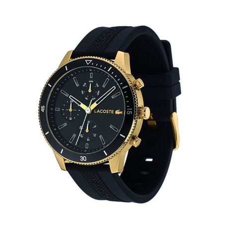 black and gold lacoste watch