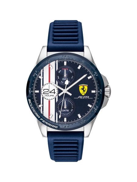 Ferrari - Pilota Male - Silver Case - Blue Dial - Blue Silicone Strap