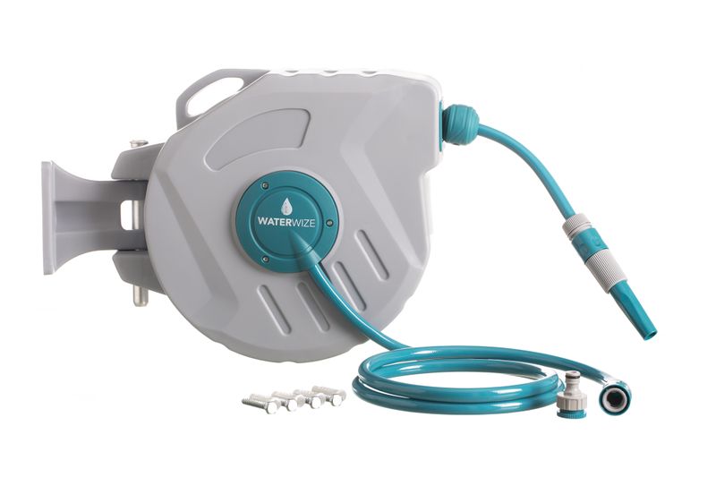 WaterWize - Retractable I Auto Rewind Hosepipe - Grey &amp; Teal 20m