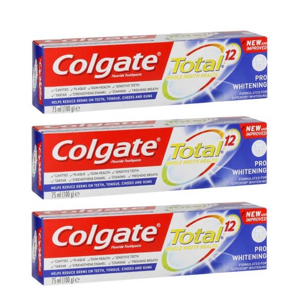 Colgate - Total 12 Pro Whitening Toothpaste (3 x 75ml)