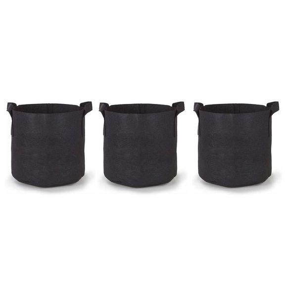 Fabric Planting Pot - 4 Litres (Set of 3) Black